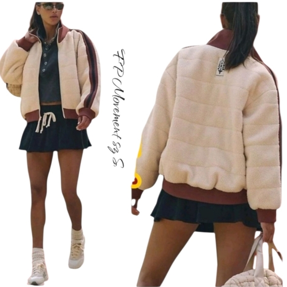 FP Movement by Free People Jackets & Blazers - NWOT Free People Tan/brown Fleece Sherpa Scrunchy Pipa Jacket Sz S